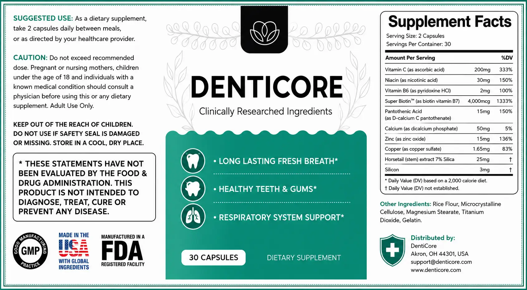 Denticore review label