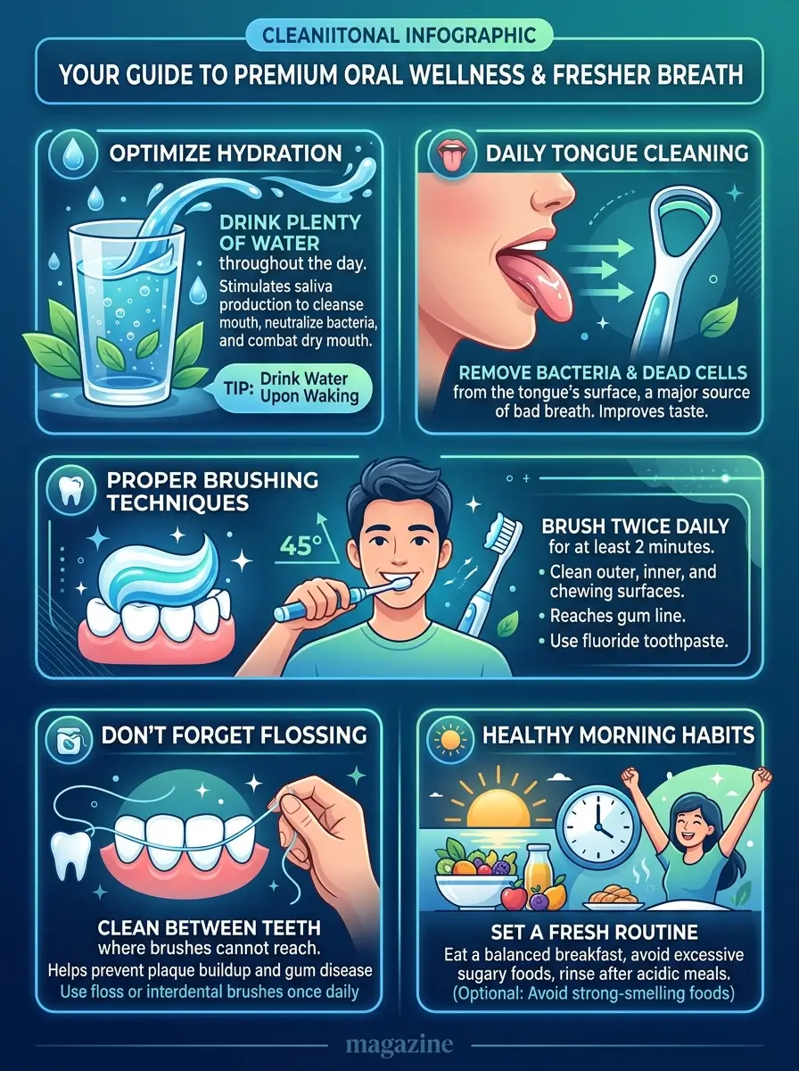Daily oral wellness habits that may help support fresher breath naturally.