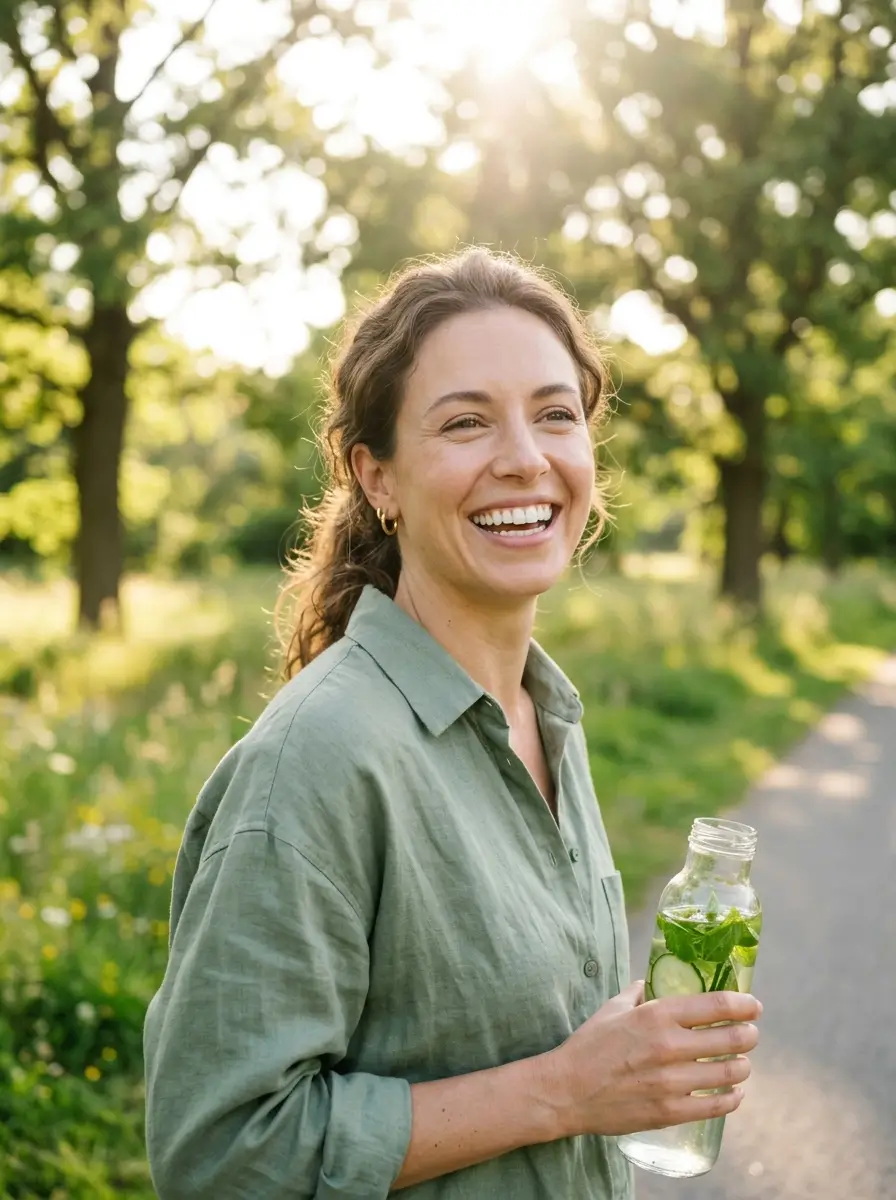 Fresh breath as one of the signs of a healthy oral microbiome.