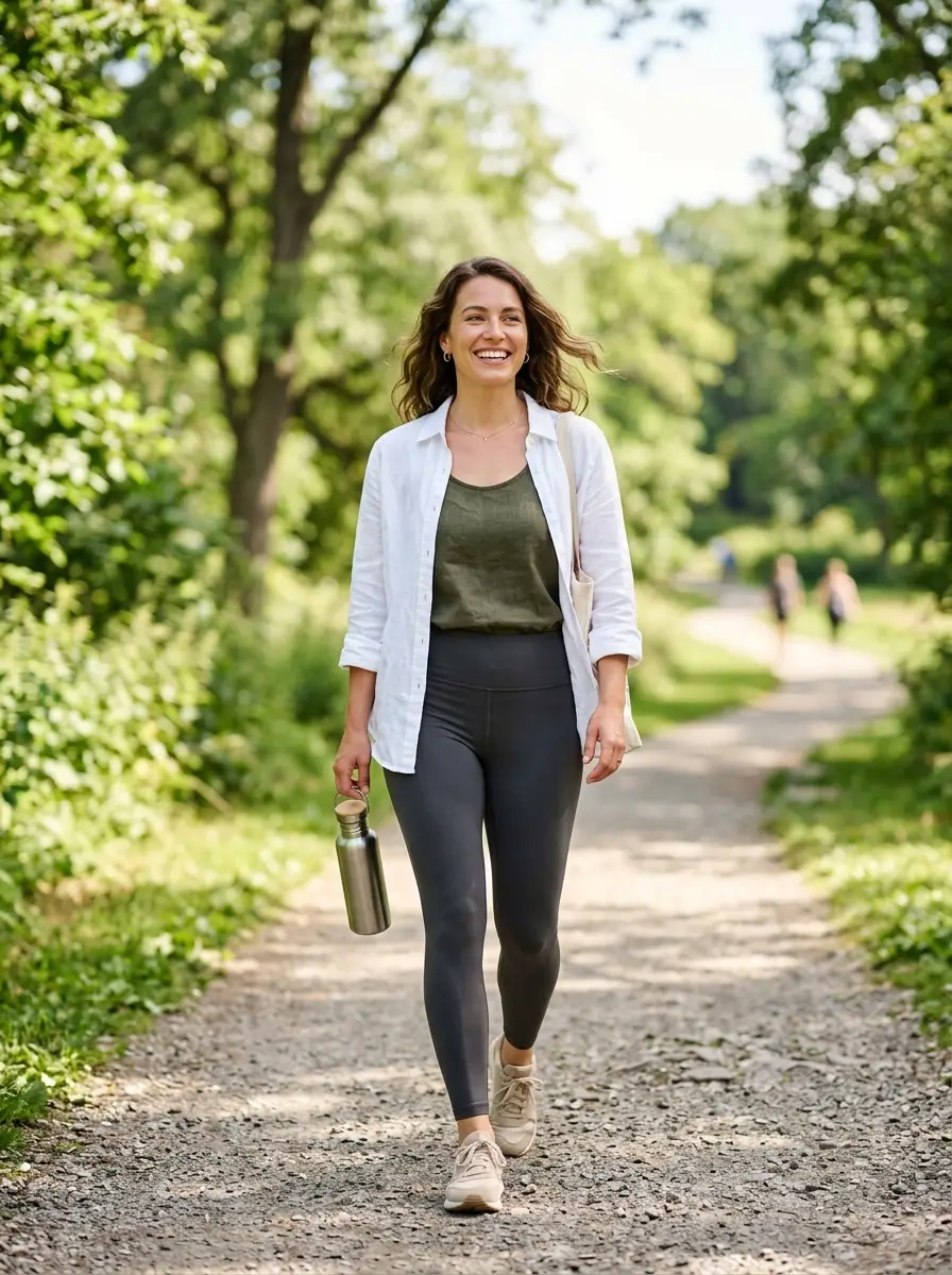 Woman enjoying all-day oral comfort with a healthy smile and fresh feeling.