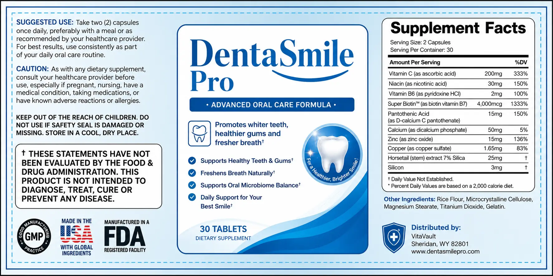 dentasmile-supplement-facts