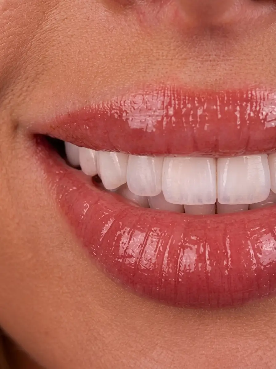 Close-up of a healthy smile with clean teeth and gums, representing the natural balance of the oral microbiome and daily oral care.