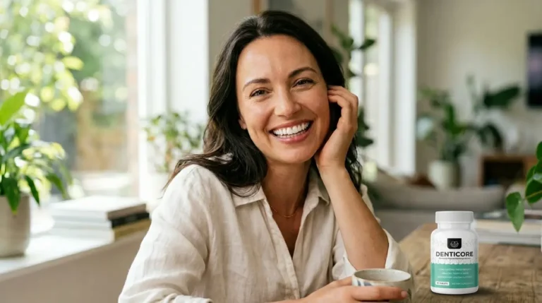 Adult maintaining a consistent daily oral wellness routine that includes oral hygiene and oral probiotics.