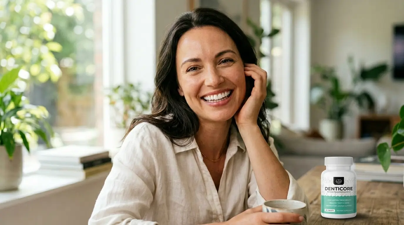 Adult maintaining a consistent daily oral wellness routine that includes oral hygiene and oral probiotics.