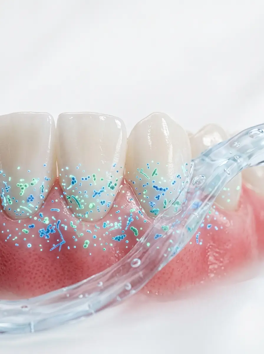 Illustration of a balanced oral microbiome showing how mouthwash may influence oral bacteria Can Mouthwash Harm the Oral Microbiome - without disrupting the overall ecosystem.