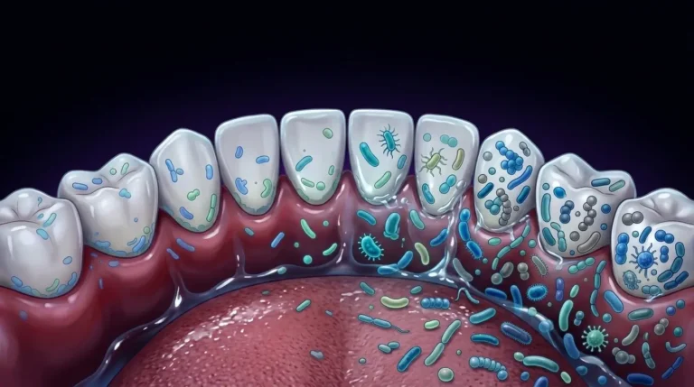 How Long Does It Take to Restore the Oral Microbiome: Educational illustration showing the gradual recovery of oral microbiome diversity from microbial imbalance toward a more balanced oral ecosystem.
